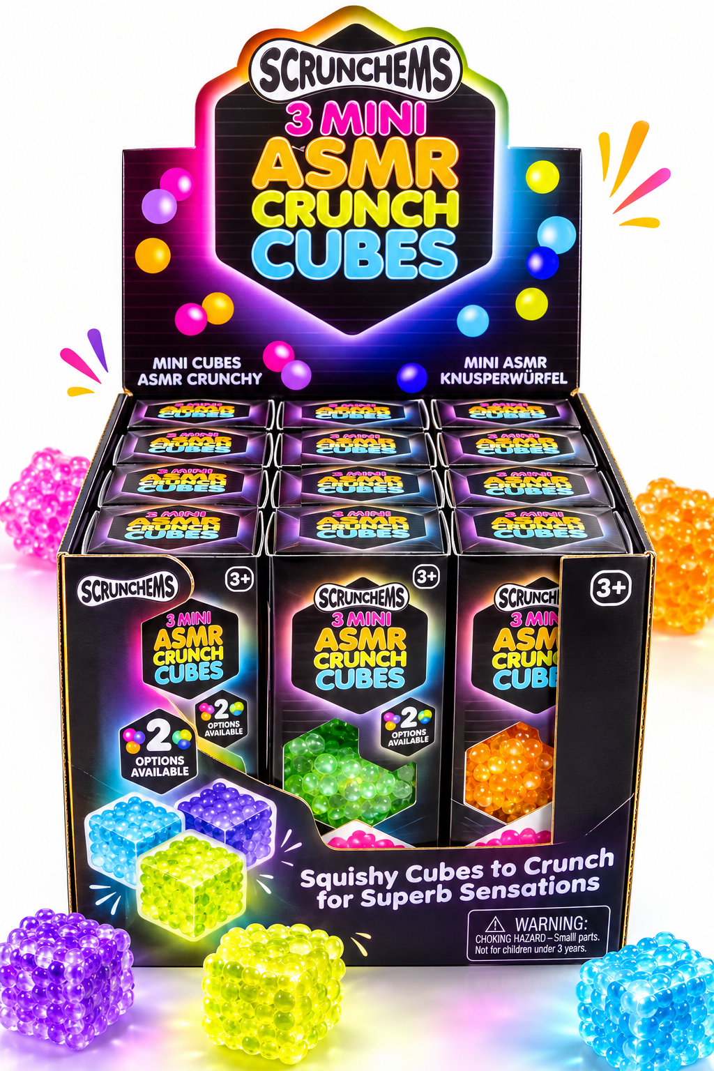 SCRUNCHEMS ASMR MINI CRUNCH CUBES 3PK ASSORTED