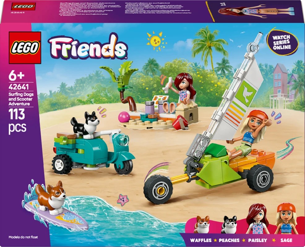 Konstruktor LEGO Friends Surfing Dogs and Scooter Adventure 42641, 113 
parça, 6 yaşdan
