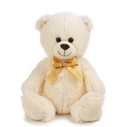 25Cm Cream Bear Beige Satin Bow