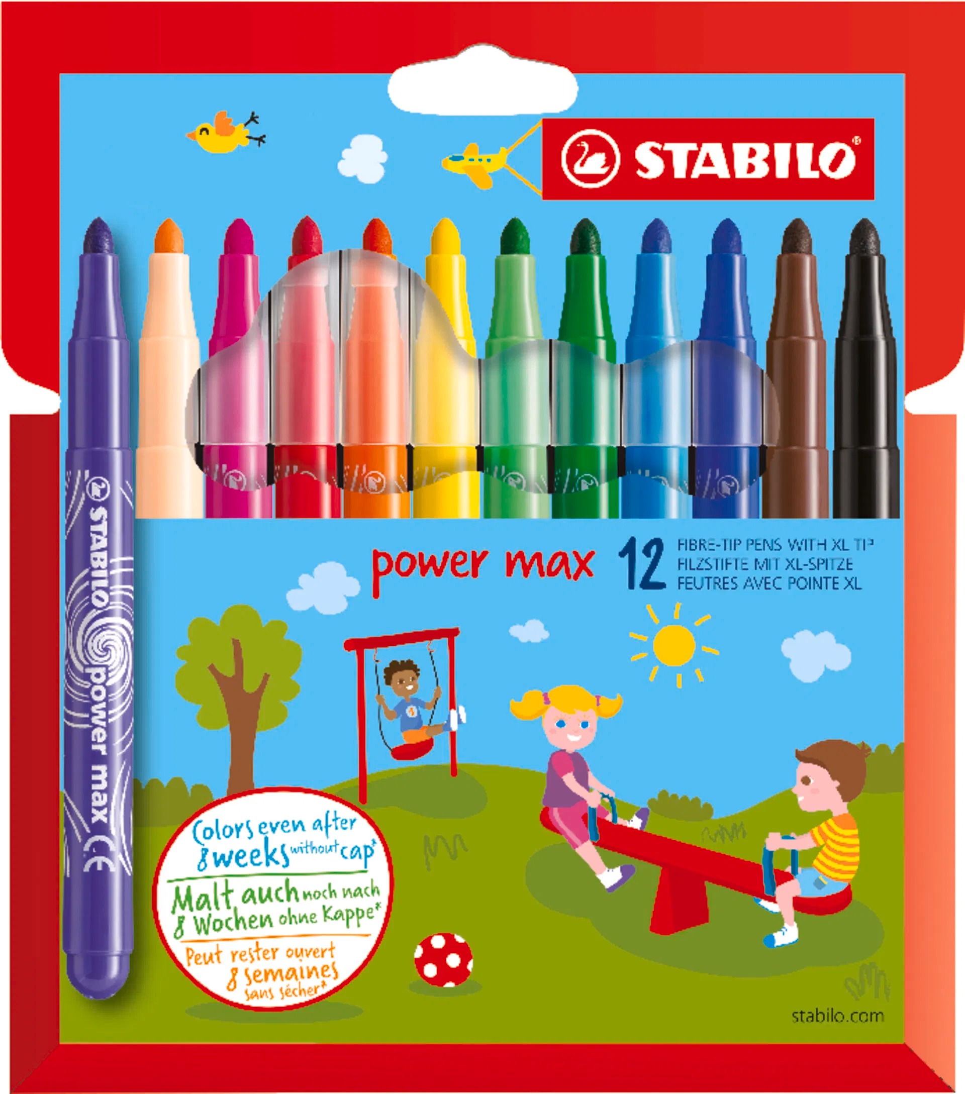 STABILO Power Max Flomaster – 12-li Set (Karton Qablaşdırma)
