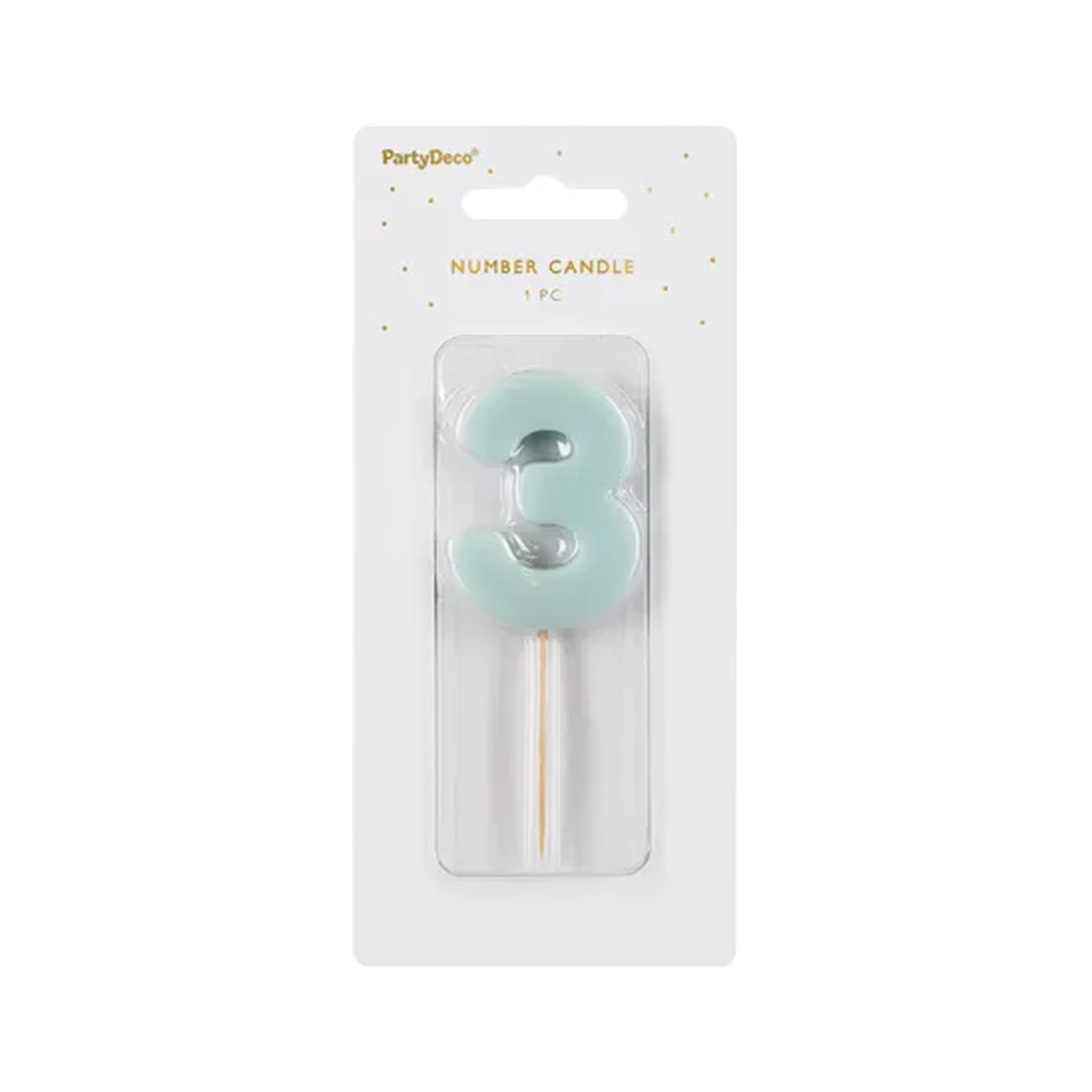 Birthday candle Numeral 3, light blue, size 5.5 cm