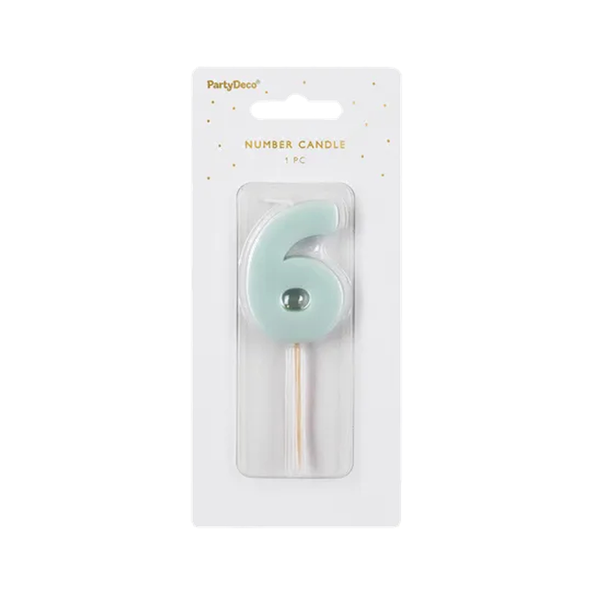 Birthday candle Numeral 6, light blue, size 5.5 cm