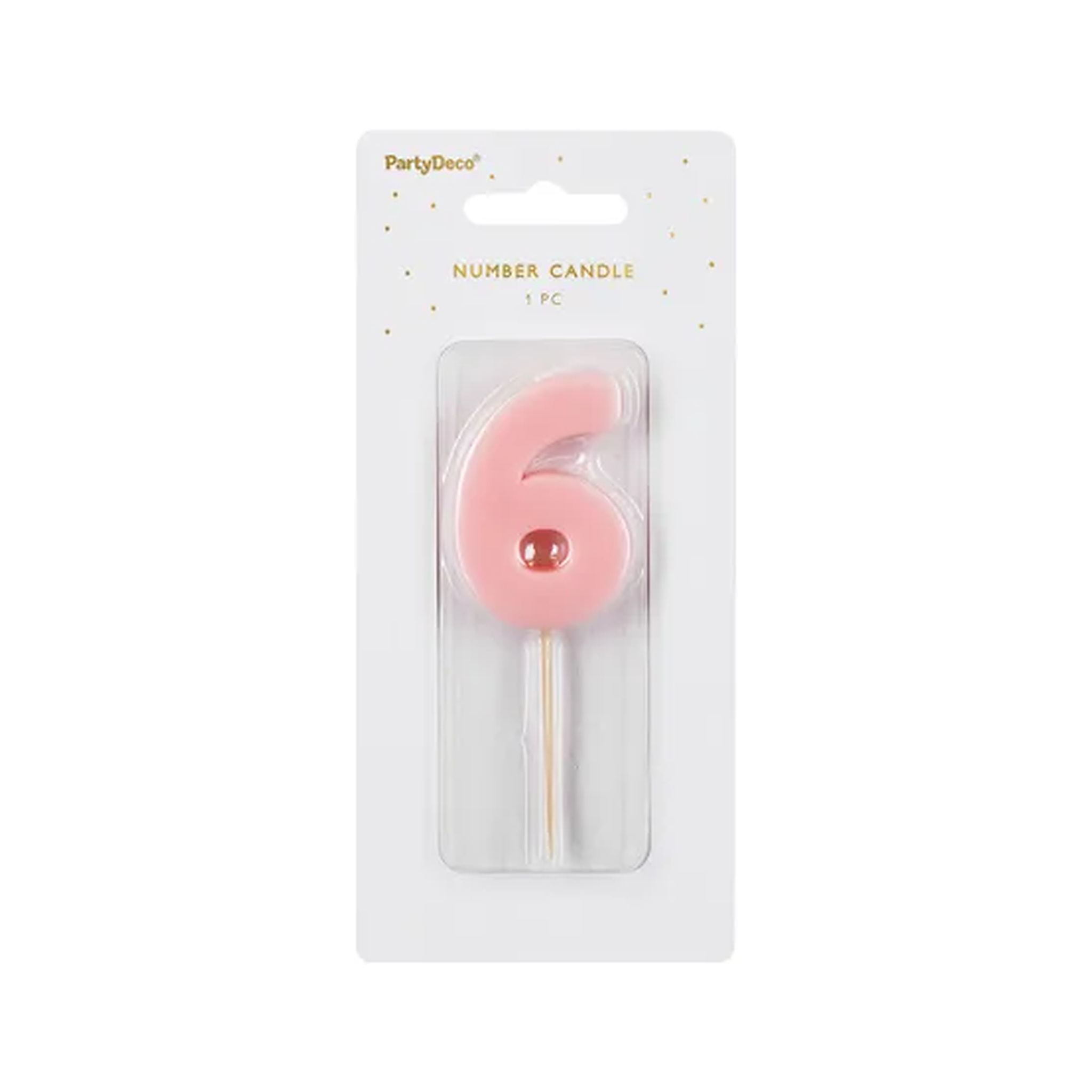 Birthday candle Number 6, light pink, 5.5 cm