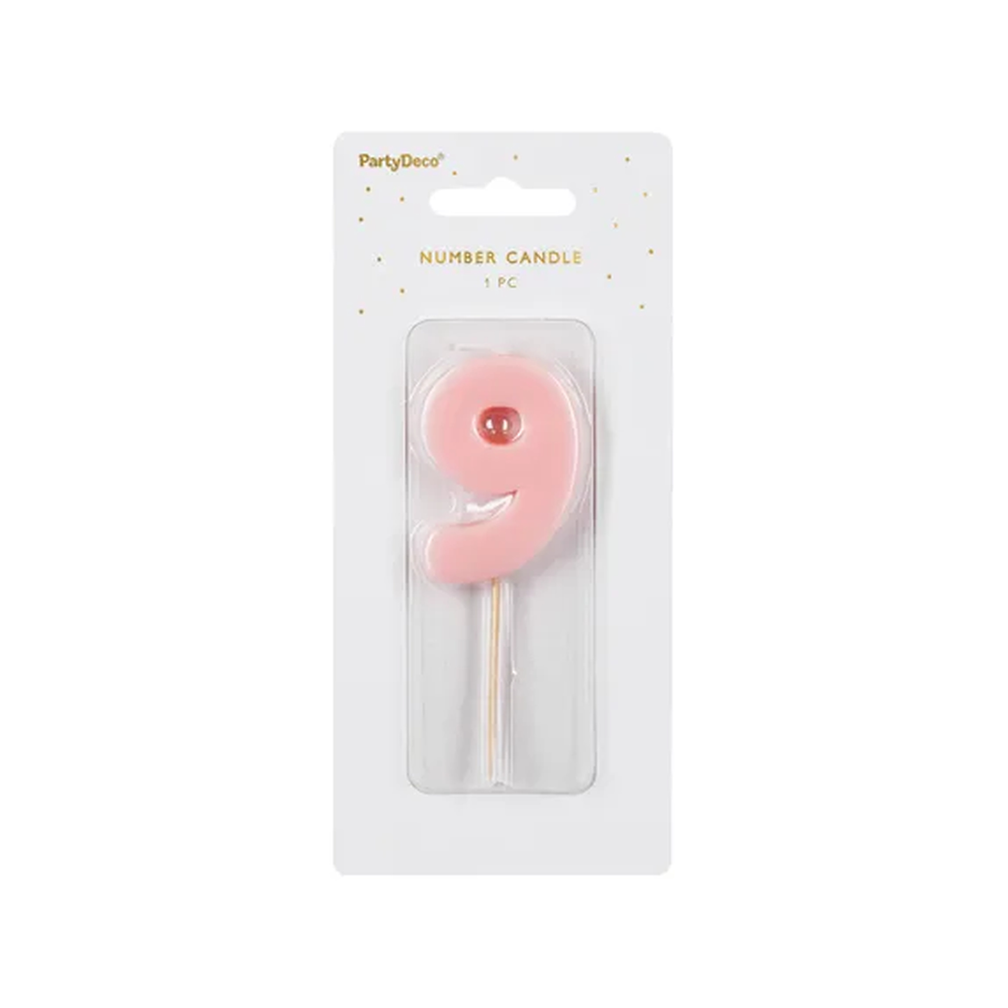 Birthday candle Number 9, light pink, 5.5 cm