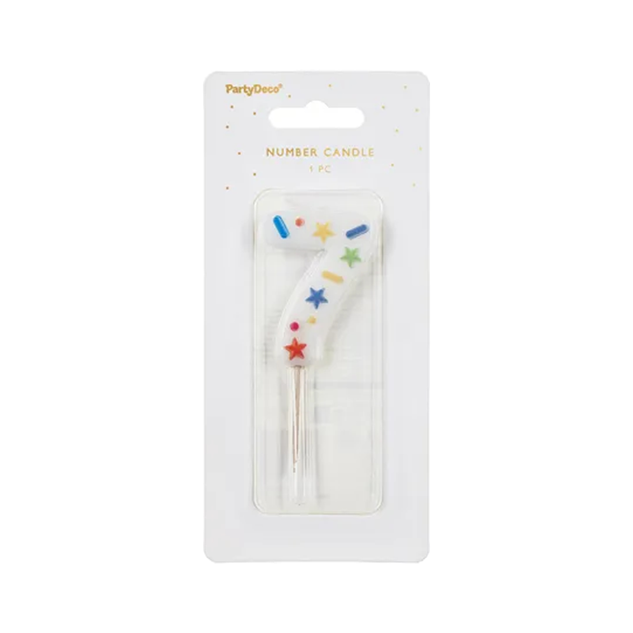 Birthday Candle Number '7', white confetti, 5.5cm