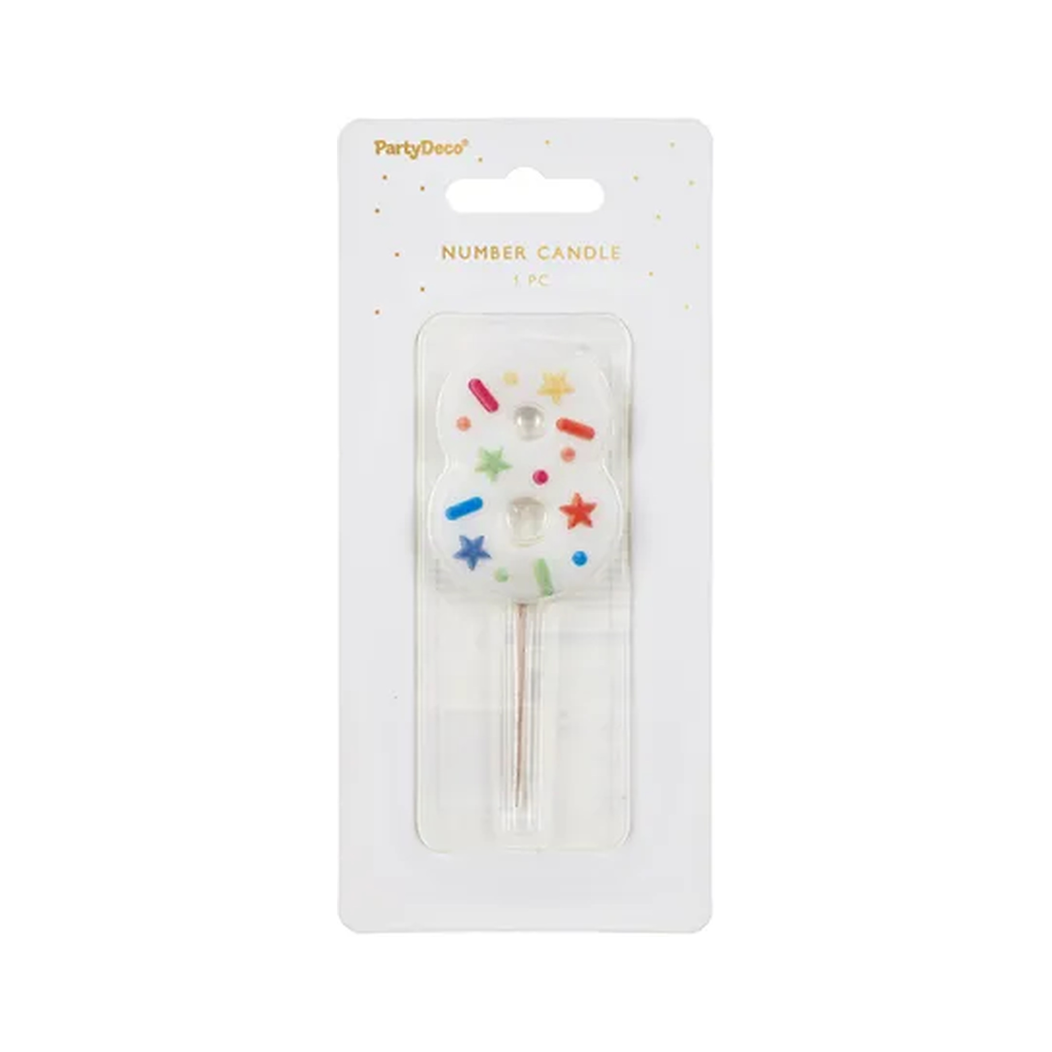 Birthday Candle Number '8', white confetti, 5.5cm