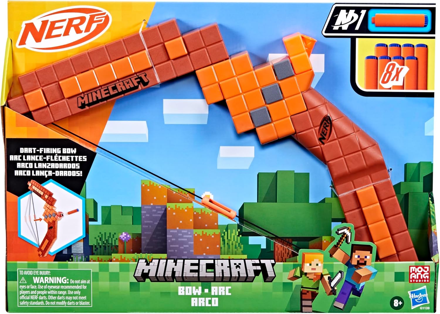 Nerf Minecraft Bow Dart Blaster 8 Darts