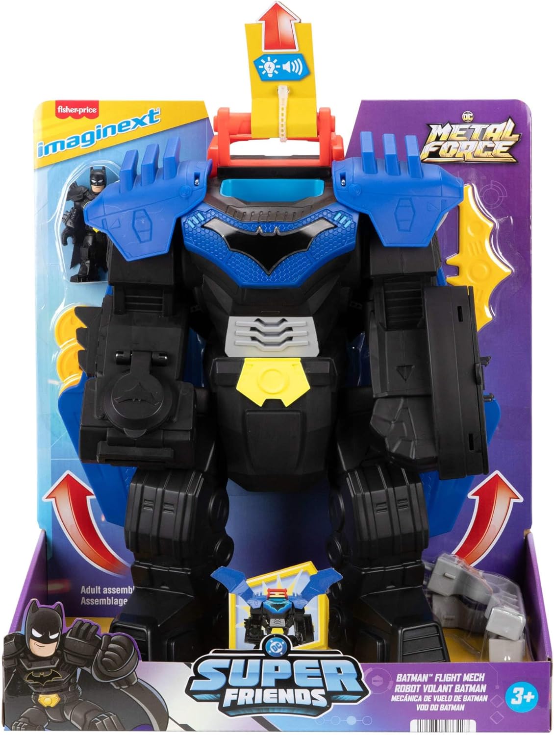 DC Super Friends Batman Flight Mech Toy with Lights, Sounds & Action Figure