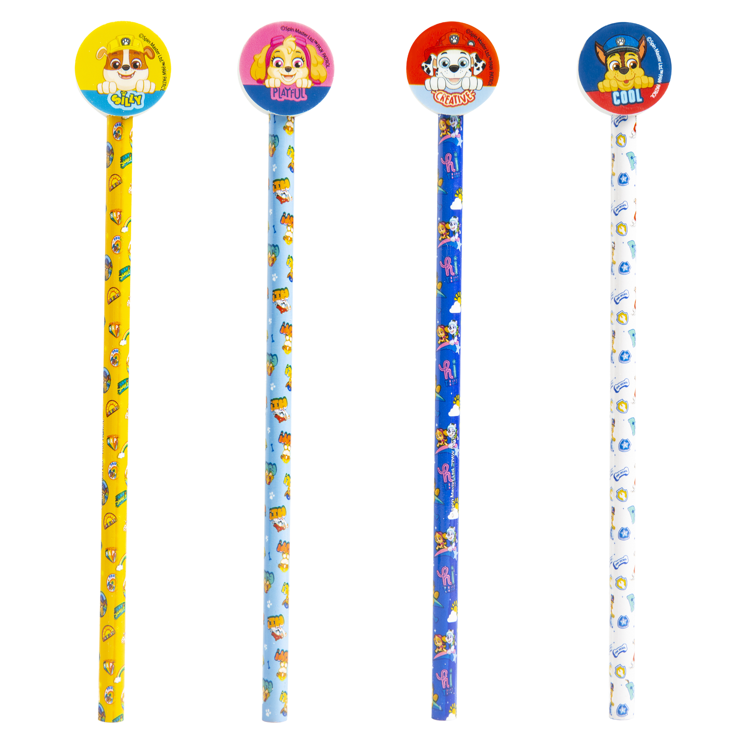 Paw Patrol 4 Pencils And Toppers